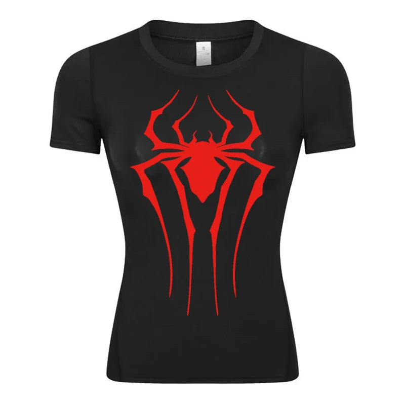 Women's Spider Print Compression Shirt - Image 17