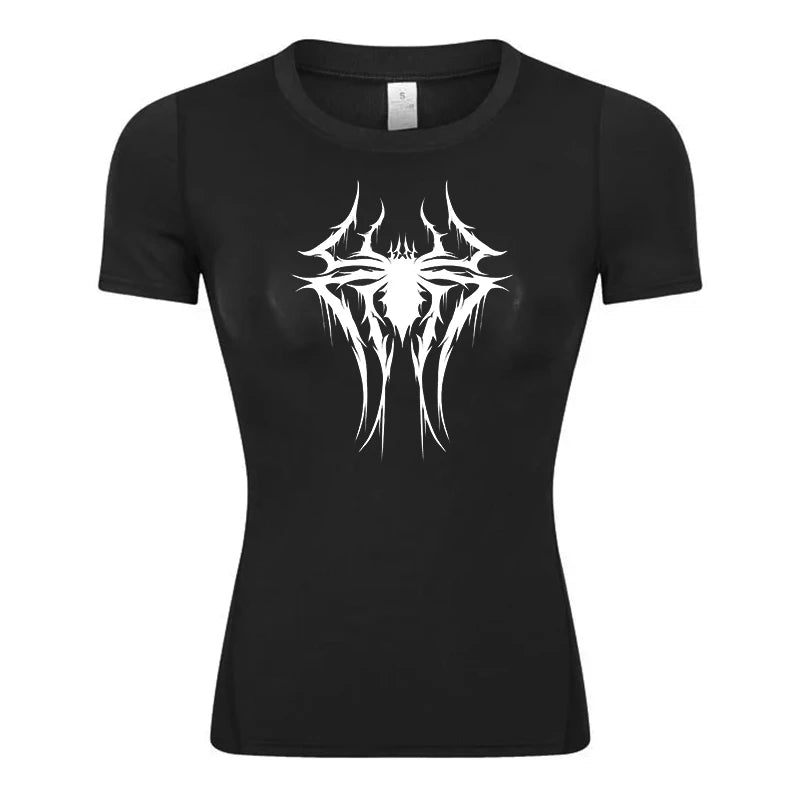 Women's Spider Print Compression Shirt - Image 33